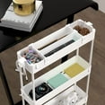 thumbnail image 3 of Slim Storage Cart 4 Tier, Mobile Shelving Unit for Office, Kitchen, Bathroom & Narrow Spaces, White, 3 of 6