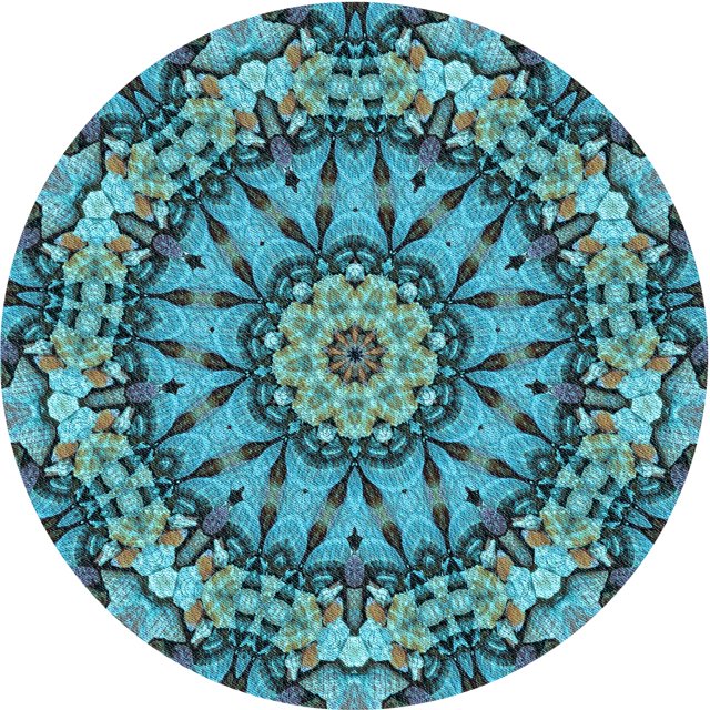 Ahgly Company Tapis Rond Lavable en Machine Intérieur Transitionnel Turquoise Bleu Vif, 6 Pieds Rond