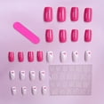 thumbnail image 3 of 24 Pieces Pink and White Medium Square Fake Nails Set - Small Pink Heart Decoration Kit, Gift for Girls, Mothers and Women - White Nail Art Set, Removable Fake Nails, 3 of 5