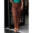 thumbnail image 3 of Zipper Fly High Waist Straight Leg Work Trousers Casual Elastic Back Waist Seam Front Business Pants, 3 of 5