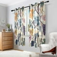thumbnail image 2 of Yayeee Window Curtains Set of 2 for Living Room Light Filtering 63"x42", Beige Grape Leaves Pattern, 2 of 7