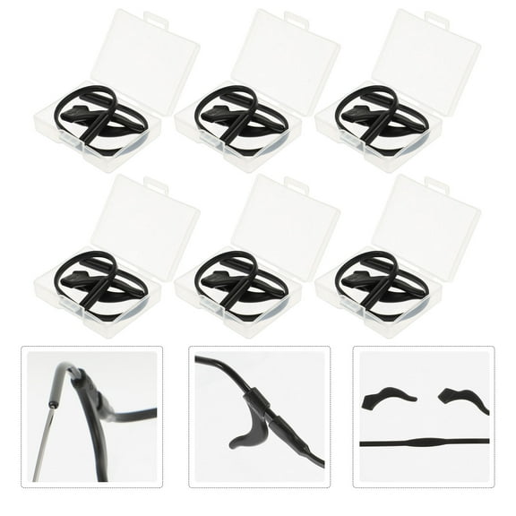 DECORNIJIA Glasses Hooks Ear Grips Eyeglass Retainers Fixed Role 6 Sets Black