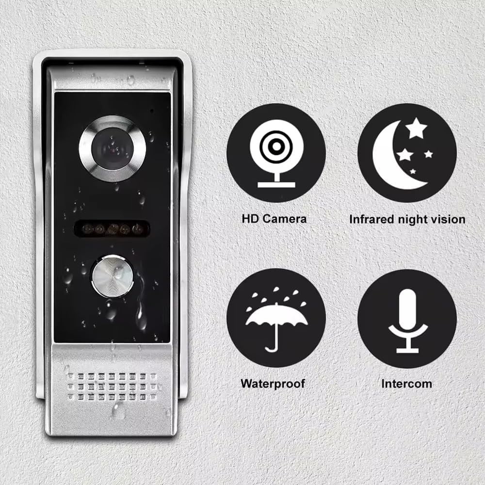 Wired Video Intercom System, 4.3 Inch Monitor, HD Camera, Night Vision, Dual-Way Intercom, Kits for Villa, Apartment, Home, Office