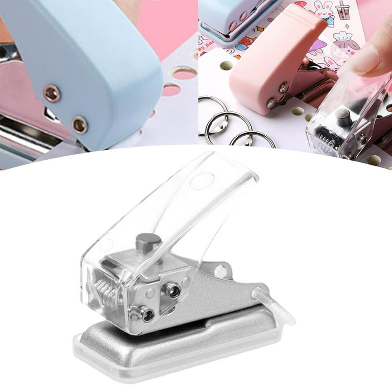Handheld Mini Single Hole Puncher Punch for DIY Project Hole 1/4 inch  Functional Labor Saving Removable Waste Compartment Durable Tool ,  Transparent 