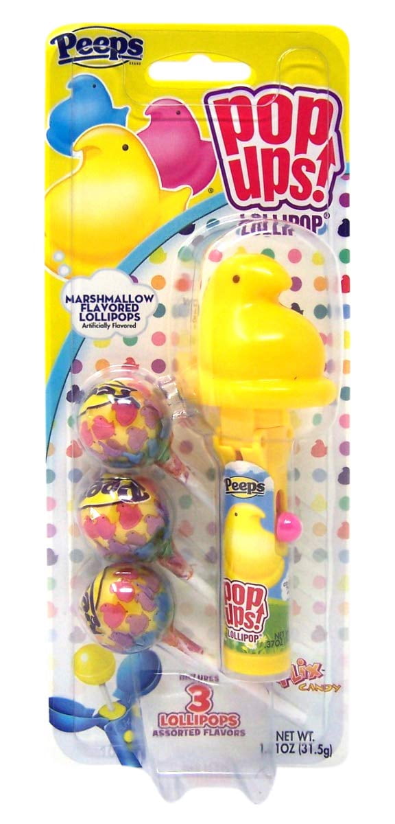 Flix Candy Yellow Peeps Pop Ups Chupa Chups Lollipop Candy Blister Pack