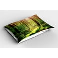 thumbnail image 2 of Ambesonne Forest Pillow Sham 2 Pack, Sunset Moss Woods Trees, 30"x20", Green Brown, 2 of 3