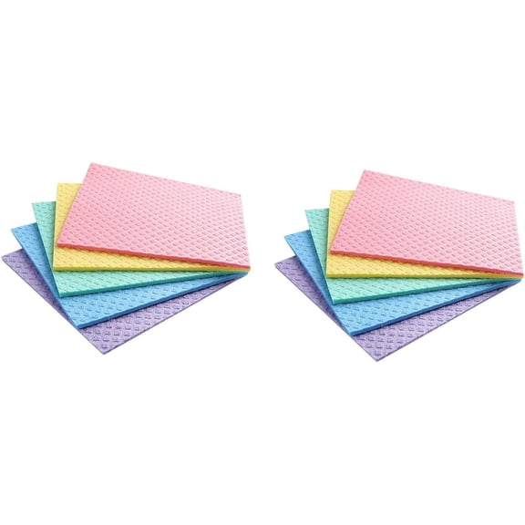 Reusable Cleaning Cellulose Sponge Cloths Absorbent Wipes Clean Kitchen Car Dish Eco-Friendly Dishcloth Hand Towel Auto (2 Pack (10pcs))