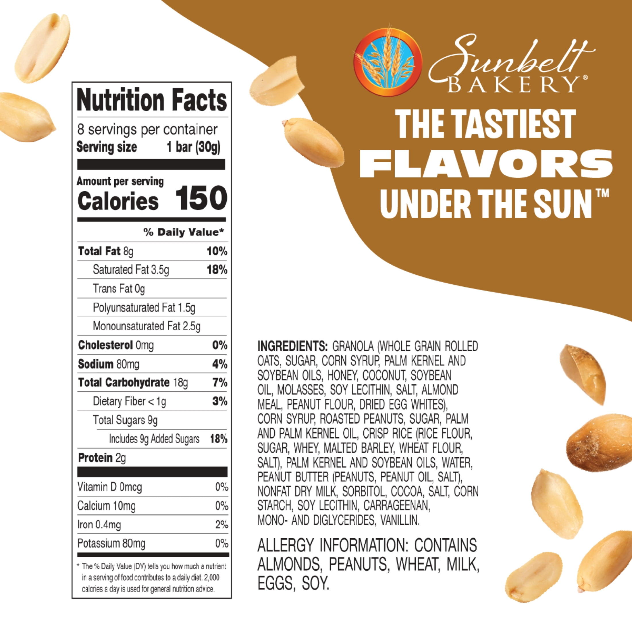 Sunbelt Bakery Peanut Sweet & Salty Chewy Granola Bars, 48 bars (6 Boxes), 50.64 oz