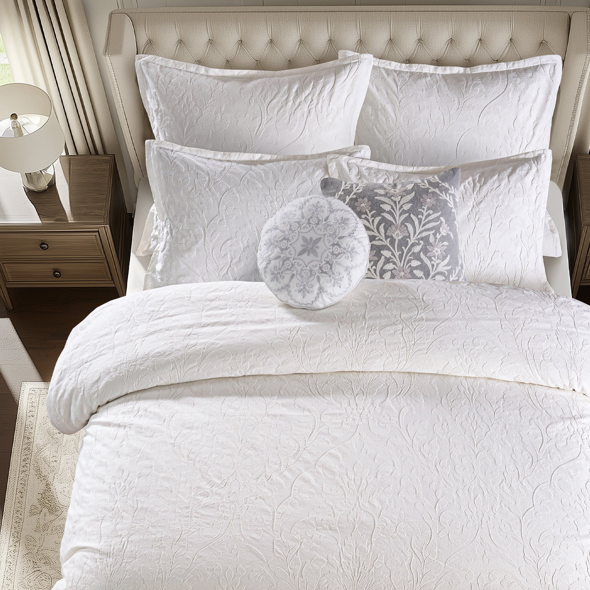 Levtex Home - Alessio White Duvet Cover Set - King Duvet (68x88in) and 2 King Shams (20x36in) - Textured Woven Design - White - No Inner Included - Cotton