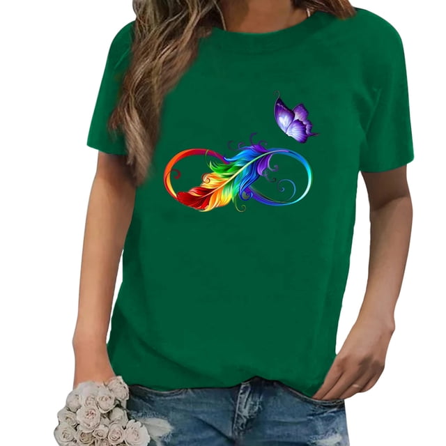 Pntutb Mujeres Casual Impresión Camisas Manga Corta Camiseta Suelta tops Túnica Blusa Pntutb Pntutb-2806