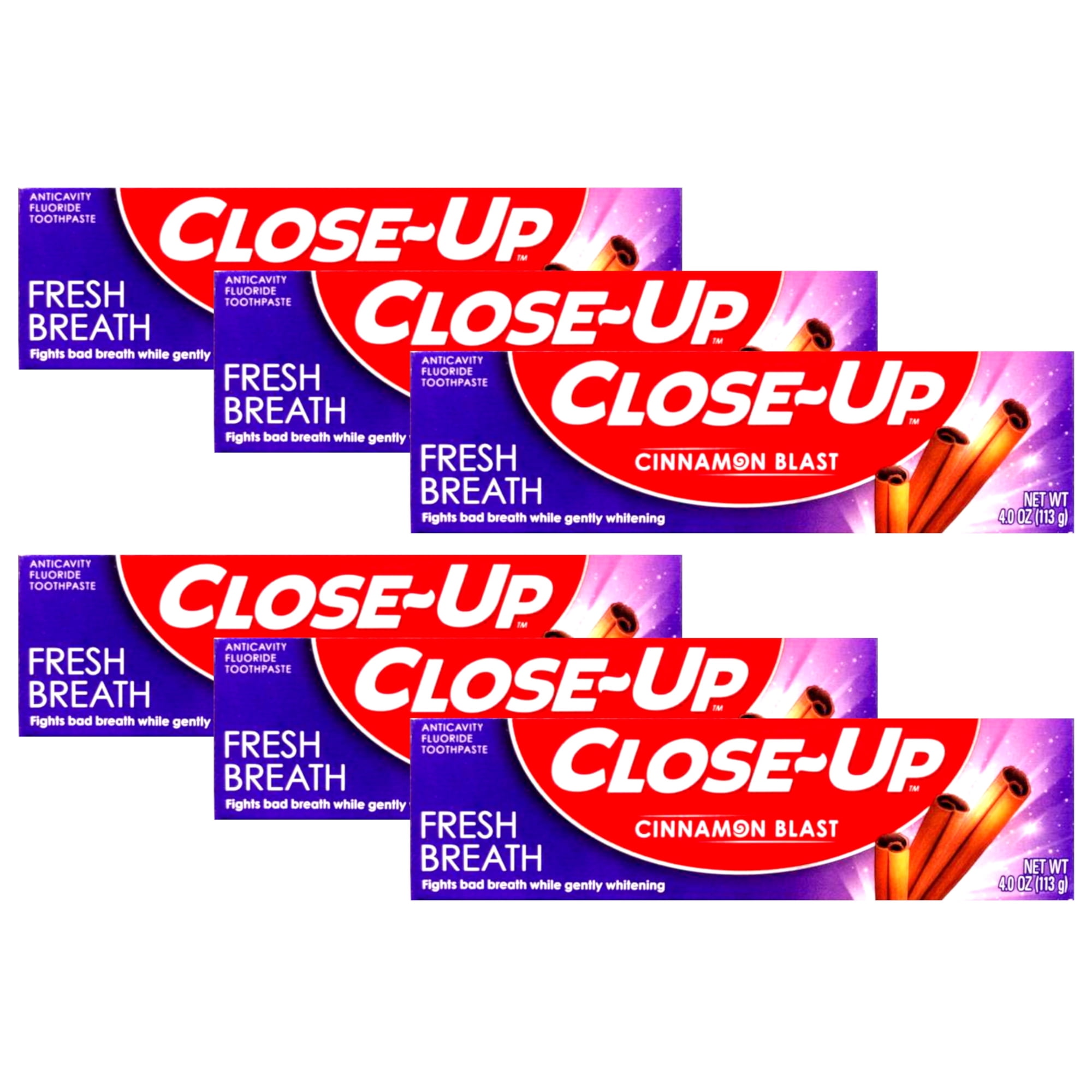 Close-Up Fluoride Toothpaste, Freshening Red Gel 4 oz (Pack of 6)