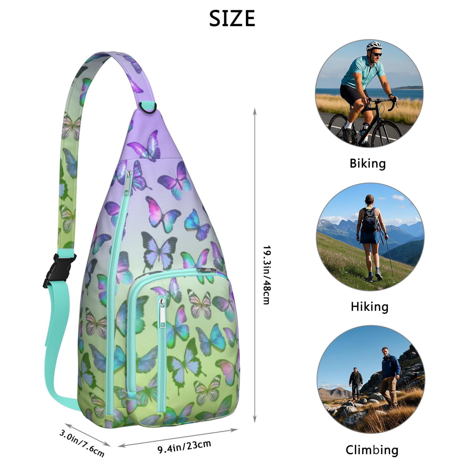 Tactical Butterfly Print Chest Bag - Lightweight Waterproof Shoulder Pack, Tear-resistant Sling Bag for Hiking/Camping (Unisex Design)