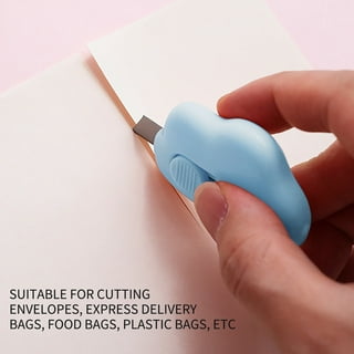 Mini Box Cutters, 6pcs Retractable Art Cutter Utility Knife,Cute Ellipse Shaped Kawaii Letter Opener Portable Paper Cutter for Envelope Bags Express