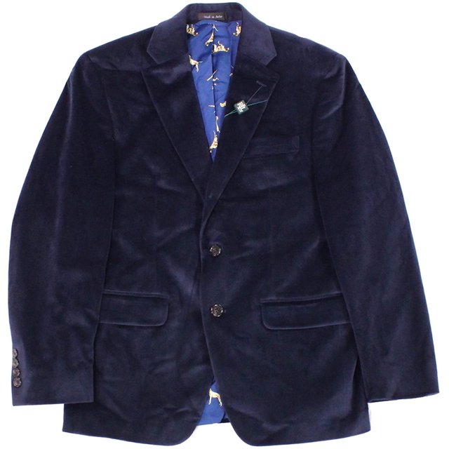 Lauren by Ralph Lauren Mens Blazer Velvet Classic Fit Blue, Navy, 42R