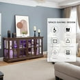 thumbnail image 5 of 59.05" W LED Curio Cabinet with 7 Color Lights, Vintage Glass Display Cabinet with 4 Glass Doors and Adjustable Shelves, Wooden China Case with Smartphone-Controlled for Living Room (Dark Cherry), 5 of 9