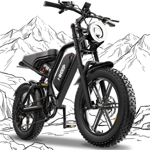 Electric Bike for Adults, 1500W Peak Fat Tire Ebike 20″×4″ Snow-Tread, 48V 15.6Ah Removable Battery, 32MPH, Dual Suspension, Shimano 7-Speed, Hydraulic Disc Brakes, Bonus Accessories