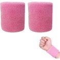 thumbnail image 1 of Juego de dos piezas de muñequeras deportivas de algodón (rosa), adecuadas tanto para hombres como para mujeres, adecuadas para tenis, baloncesto, correr, gimnasio, fitness., 1 of 5