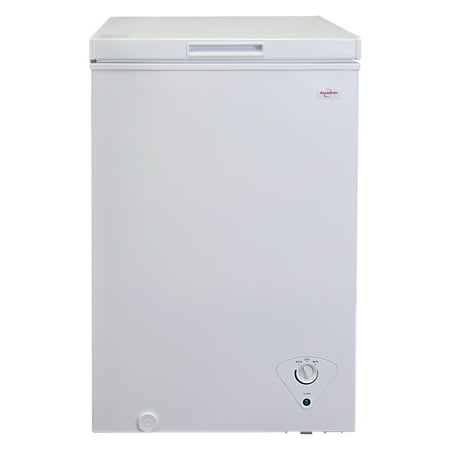 Koolatron 3.5 cu ft Compact Chest Freezer 99L White Manual Defrost Deep Freeze Storage Basket Space-Saving Flat Back