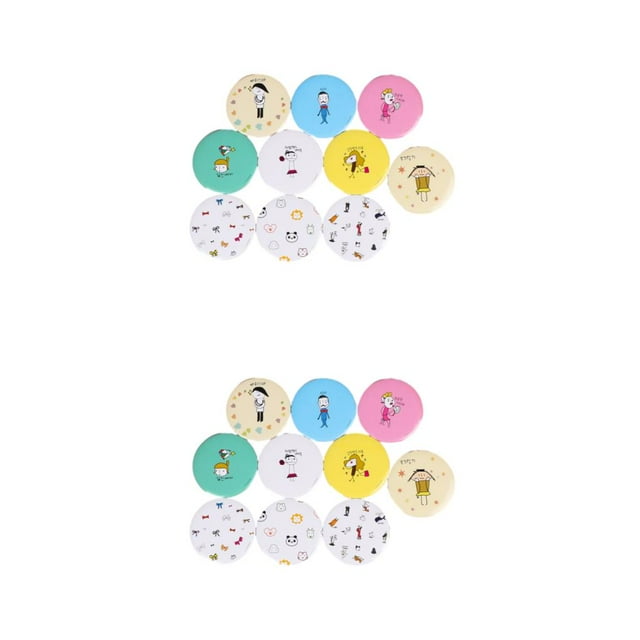 Becaristey 10x Cute Cartoon Pocket Mirror For Fun And Stylish Look Gift Clear Portable Makeup Mirror Random Color 2Set