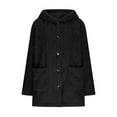 thumbnail image 3 of Womens Fleece Long Jacket Hooded Long Sleeve Button Down Sherpa Coat Fall Winter Warm Jacket Outerwear with Pockets, 3 of 5