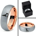 thumbnail image 4 of Tungsten Idaho The Gem State Potato Band Ring 7mm Men Women Comfort Fit 18k Rose Gold Dome Brushed Gray Polished, 4 of 4