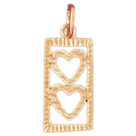 14K Yellow Gold Heart With Ladder Pendant - 19 mm