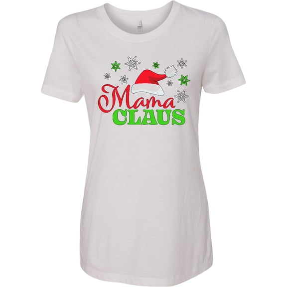 Inktastic Mama Claus with Christmas Santa Hat and Snowflakes Women's T-Shirt