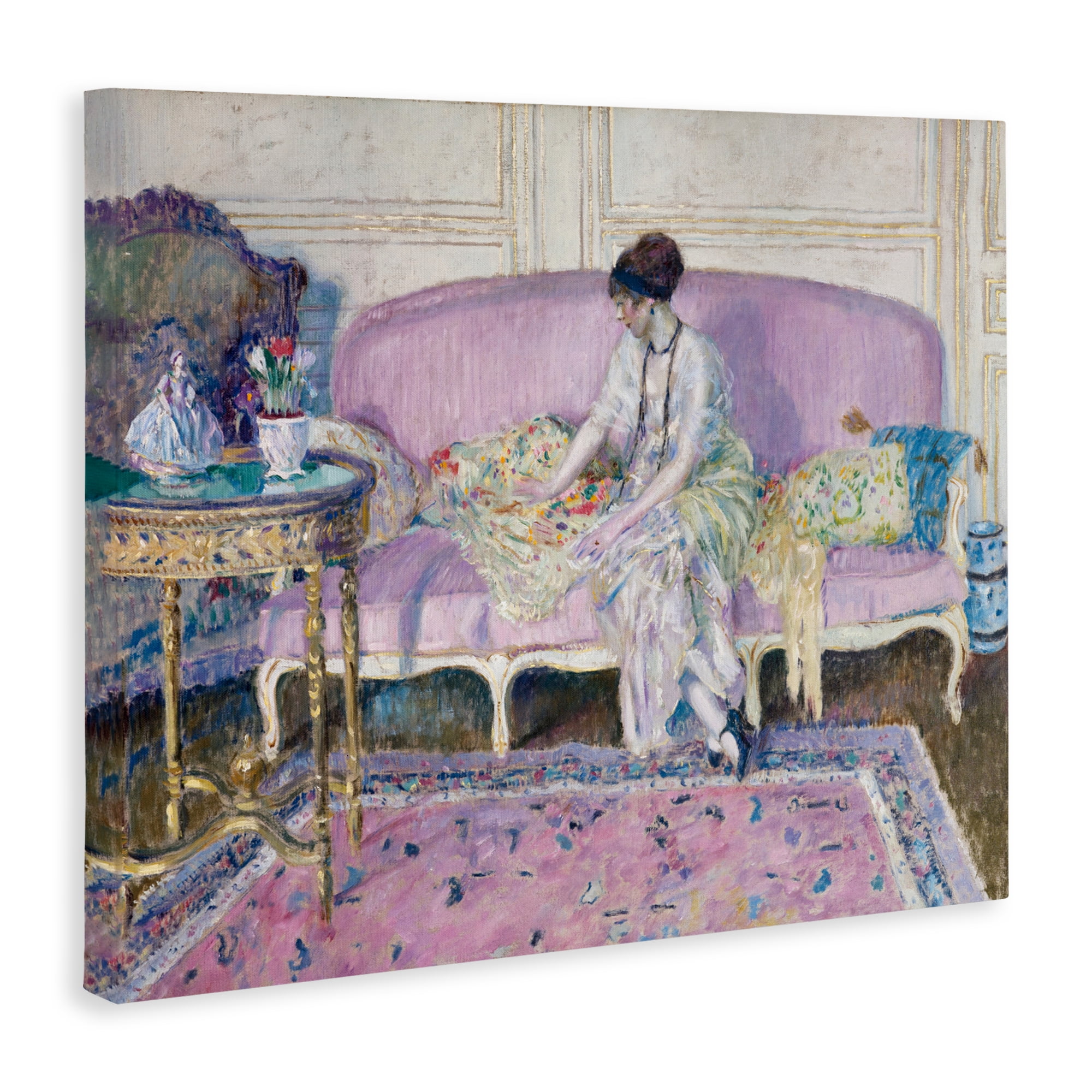 Woman Seated on Sofa Canvas Wall Art, design by Wild Apple Portfolio