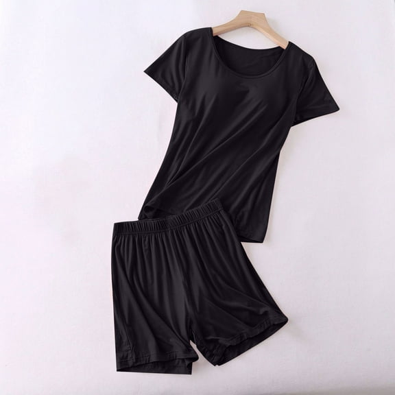 Censtreet Women's Modal 2 Piece Lounge, Comfy Soft Boxy T-Shirt & Sleep Shorts Loungewear Set