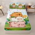 thumbnail image 3 of Homewish Cute Capybara Sheep Pig Zipper Twin Comforter Sets with Fitted Sheet and 2 Pillowcases,Cartoon Animal Flowers Zipper Bedding Set for Boy Girls,4-Piece,Reversible, 3 of 6