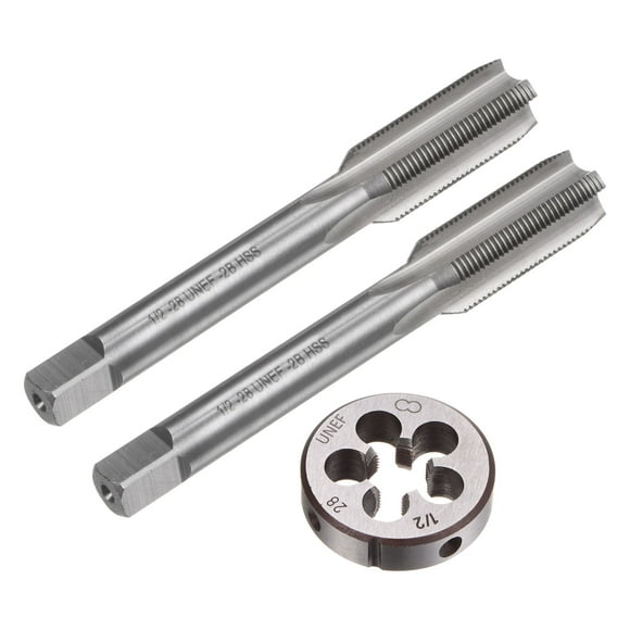Unique Bargains Tap and Die Set 1/2-28 UNEF Screw Tap & Round Die Thread Repair Tapping Tools 3 Pieces