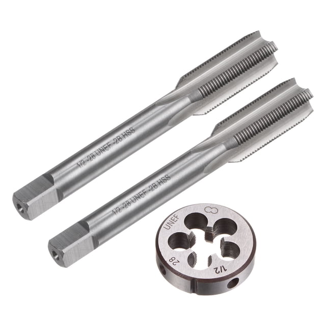 Unique Bargains Tap and Die Set 1/2-28 UNEF Screw Tap & Round Die Thread Repair Tapping Tools 3 Pieces