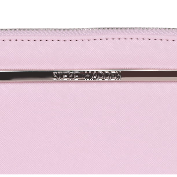 Steve Madden Double Zip Around Wallet - Blush Multi Wristlet Wallet With Card Slots & Pockets
