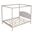 thumbnail image 5 of Queen Size Canopy Bed, Canopy Platform Bed with Headboard, Solid Wood Queen Bed Frame with Slats and Center Support Legs, Bedroom Guest Room Canopy Bed for Teens Adults, Gray Wash, 5 of 7