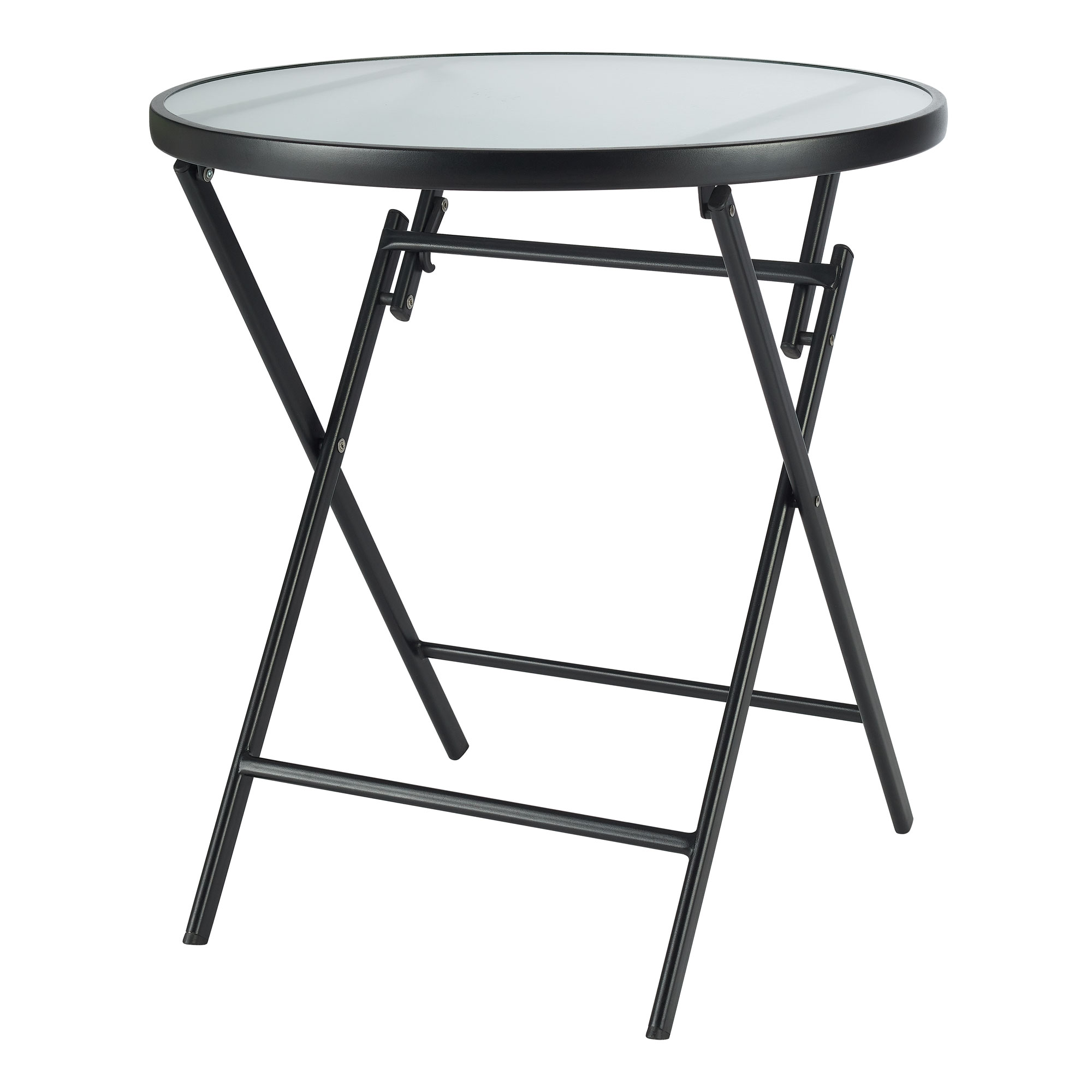 Mainstays 26" Greyson Square Glass and Steel Round Bistro Folding Table - White Linen - image 2 of 6