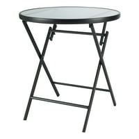 Deals on Mainstays 26-in Greyson Square Glass and Steel Bistro Table
