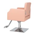 Pink PVC leather high oil pump barber chair with rivet type aluminum