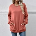 thumbnail image 2 of WMTBSRSW Crewneck Sweatshirt for Women Long Sleeve Shirts Fall Fashion Outfits 2025 Trendy Tunic Tops with Two Pockets Watermelon Red S, 2 of 3