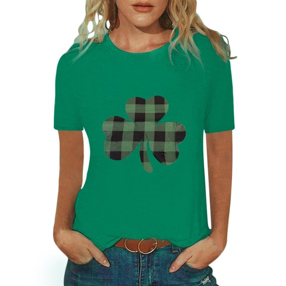 Baqcunre T Shirts for Women,Fashion Casual Printed Short Sleeve T-Shirt Top Blouse,St. Patrick's Day Shirts for Women Womens Tops,Graphic Tees for Women Black S-XXL