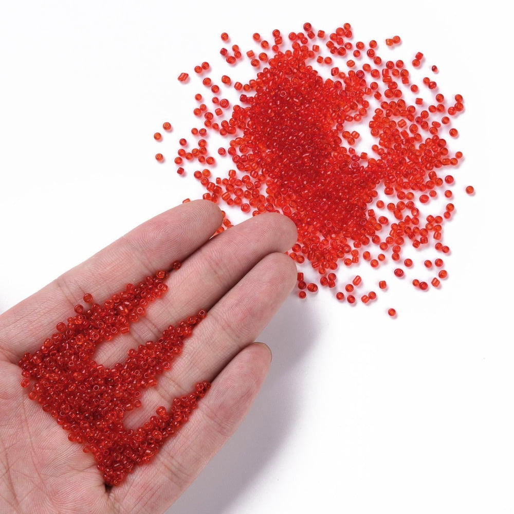 Glass Seed Beads Transparent Round Red 12/0 2mm Hole: 1mm about 30000 beads/pound