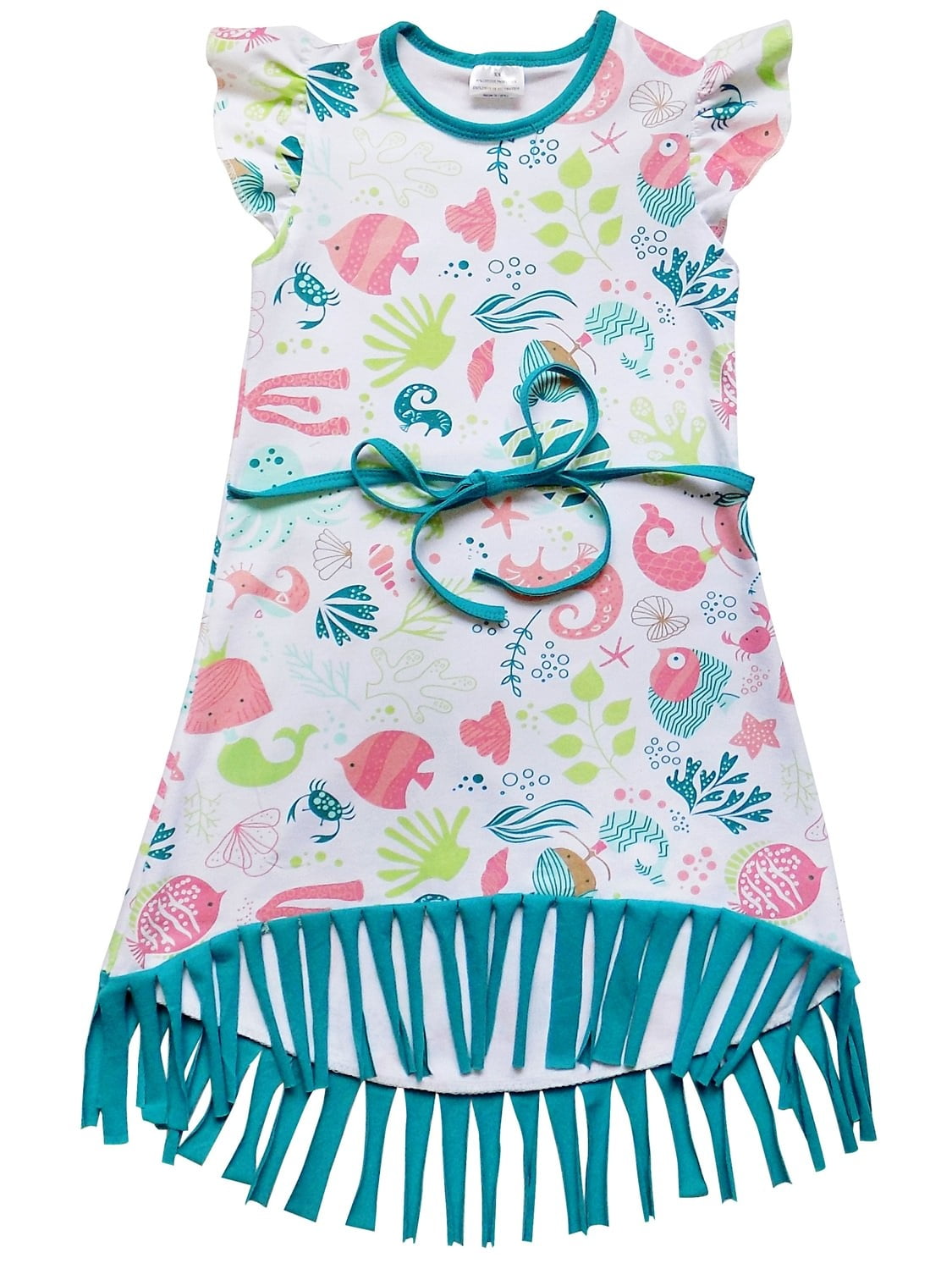 So Sydney Toddler /& Girls Bohemian Fringe Accent Tank Top Boho Cotton Dress