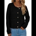 thumbnail image 1 of Suéteres de Punto para Mujer, Moda de Otoño, Larga, Botones, Chaqueta Informal de Moda, Ropa de Invierno. Negro L, 1 of 9