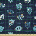 thumbnail image 2 of Ambesonne Navy Fabric by the Yard Microfiber, Repeating Teddy Bears Pattern, 10 Yards, Deep Sky Blue and Ginger, 2 of 2