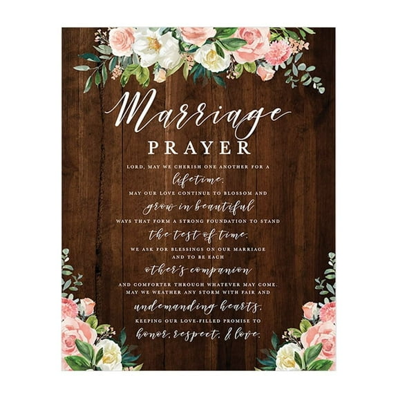 Koyal Wholesale Marriage Prayer Canvas Wall Art Decor, Rustic Wood Floral Design, Wedding Registry Ideas, Anniversary