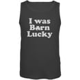 thumbnail image 1 of St. Patricks Day - I Was Born Lucky Charcoal Adult Tank Top, 1 of 1