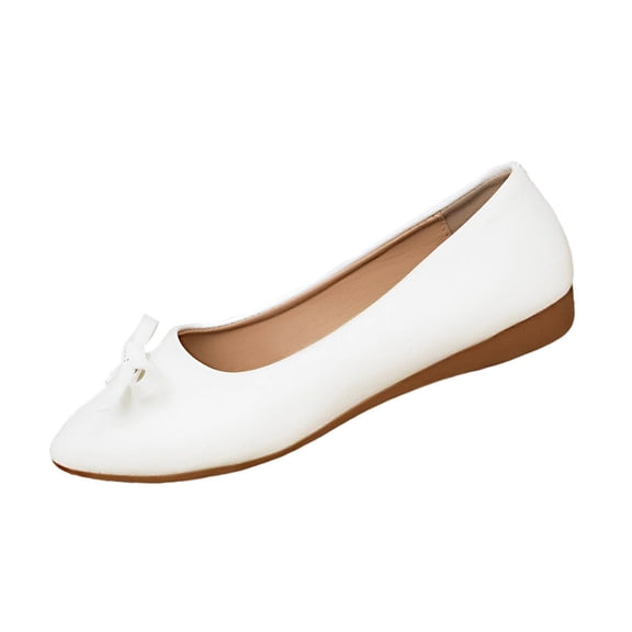ZACPNCV Womens Vintage Bow Flats Pointed Toe Soft Leather Slip On Comfort Fairy Style Shoes