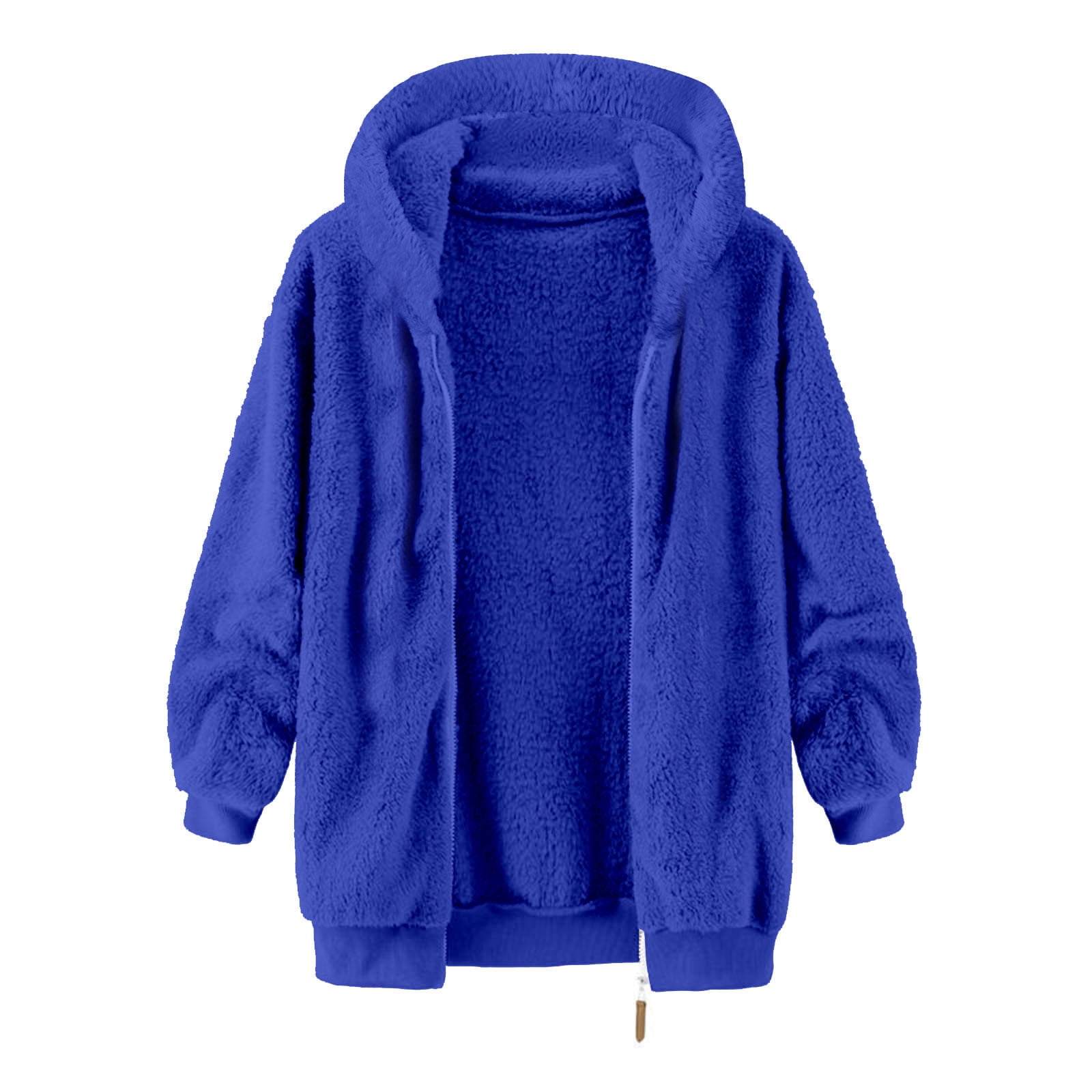 Men's Fleece Hooded Jacket Plus Size Fashion Winter Warm Sherpa Plush Zipper Fuzzy Jackets Casual Solid Color Comfort Soft Coats