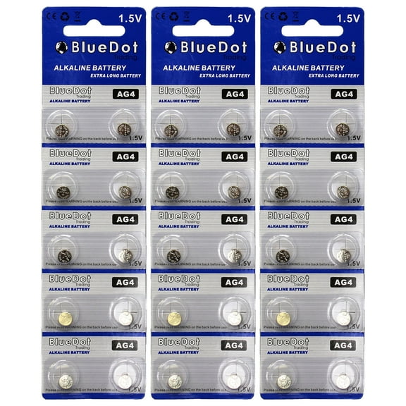 BlueDot Trading AG4 (also known as LR66 and LR636) Alkaline Button Cell Batteries - 30 Pack
