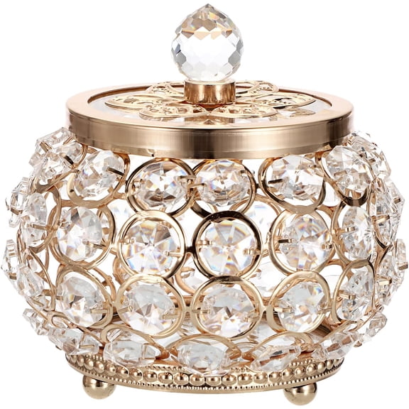 Crystal Jewelry Box with Glass Lid Small Trinket Organizer Mirrored Treasure Box Ring Holder Earrings Necklace Storage Box Keepsake Gift Box for Home Dresser Decor
