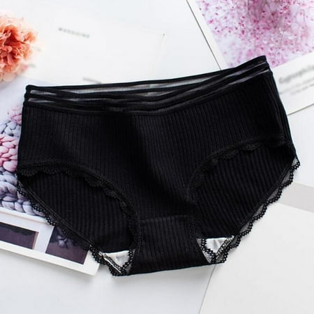 

Lace Girl Striped Cotton Panty Mid-waist Large Size Pure Cotton Cute Student Briefs